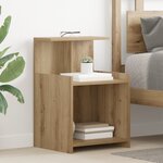 vidaXL Table de chevet - Chêne fait main - 40 x 35 x 60 cm - Bois d'ingénierie