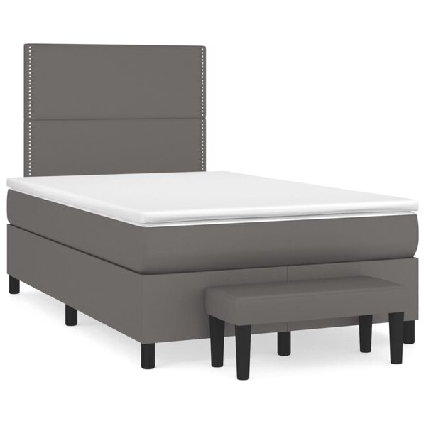 vidaXL Sommier à lattes de lit avec matelas Gris 120x200 cm Similicuir