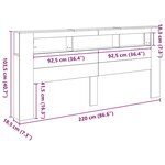 Tête de lit de rangement vidaXL avec lumières LED Chêne noir 220x18 5x103 5 cm