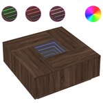 vidaXL Table basse avec LED infini chêne marron 100x100x40 cm