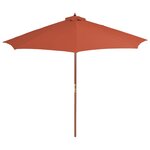 vidaXL Parasol d'extérieur avec mât en bois 300 cm Terre cuite