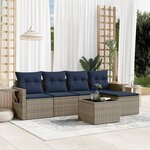 vidaXL Salon de jardin 6 Pièces avec coussins gris résine tressée