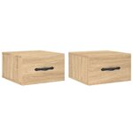 vidaXL Tables de chevet murales 2 Pièces chêne sonoma 35x35x20 cm