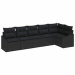 vidaXL Ensemble de canapé de jardin avec coussin 6 Pièces Noir polyrotin