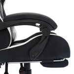 Chaise fauteuil siège pivotante de bureau informatique étude de jeux vidéo avec LED RVB et similicuir blanc 02_0024199