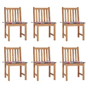 vidaXL Chaises de jardin lot de 6 avec coussins Bois de teck massif