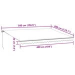 vidaXL Auvent manuel rétractable avec LED bordeaux 500x300 cm