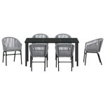 vidaXL Ensemble de salle à manger pour jardin 7 Pièces Gris Poly rotin
