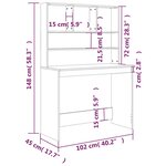 vidaXL Bureau avec étagères Sonoma gris 102x45x148cm Bois d'ingénierie