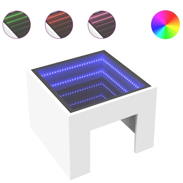 vidaXL Table basse avec LED infini blanc 40x40x30 cm