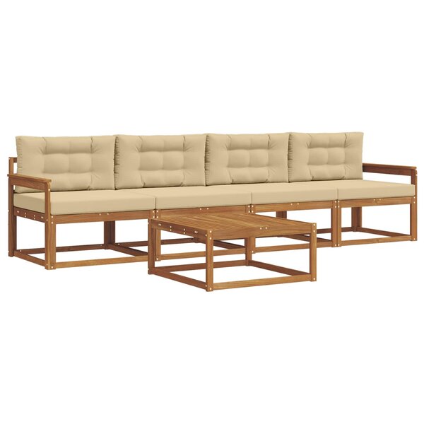 vidaXL Ensemble de canapés d'extérieur 5 Pièces Naturel et Beige