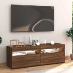 vidaXL Meuble TV avec lumières LED chêne marron 120x35x40 cm