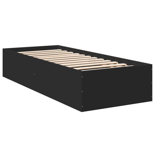 vidaXL Cadre de lit noir 90x200 cm bois d'ingénierie