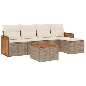 vidaXL Salon de jardin avec coussins 6 Pièces beige résine tressée