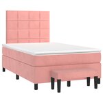 vidaXL Sommier à lattes de lit avec matelas rose 120x190 cm velours