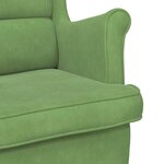 vidaXL Fauteuil à bascule à oreilles en velours vert clair bois massif