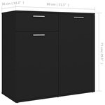 vidaXL Buffet noir 80x36x75 cm bois d'ingénierie
