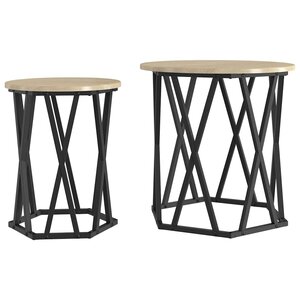 vidaXL Table basse 2 Pièces Chêne Sonoma Bois d'ingénierie et acier