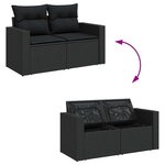 vidaXL Salon de jardin 6 Pièces avec coussins noir résine tressée
