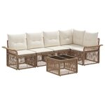 vidaXL Ensemble de canapé de jardin 6 Pièces Beige polyrotin