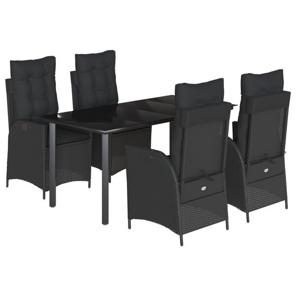 vidaXL Ensemble à manger de jardin coussins 5Pièces Noir Résine tressée