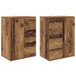 vidaXL Buffets avec tiroir Corona 2 Pièces Bois Ancien 59 x 39 x 80 cm