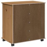 vidaXL Cabinet roulant avec roue Marron miel 63 5 x 39 x 65 5 cm