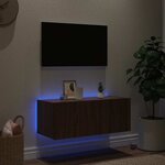 vidaXL Meuble TV mural avec lumières LED chêne marron 80x35x31 cm