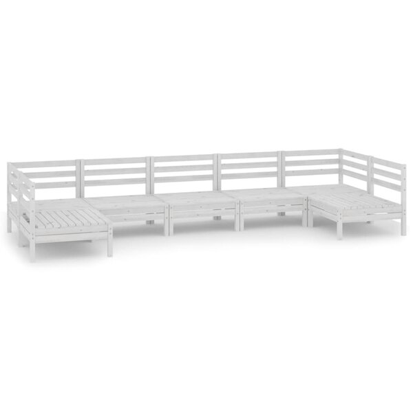 vidaXL Salon de jardin 7 Pièces Blanc Bois de pin massif