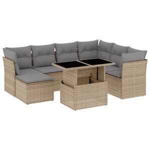 vidaXL Salon de jardin avec coussins 8 Pièces beige résine tressée