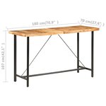 vidaXL Table de bar 180x70x107 cm bois d'acacia massif