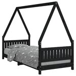 vidaXL Cadre de lit pour enfants noir 80x200 cm bois de pin massif