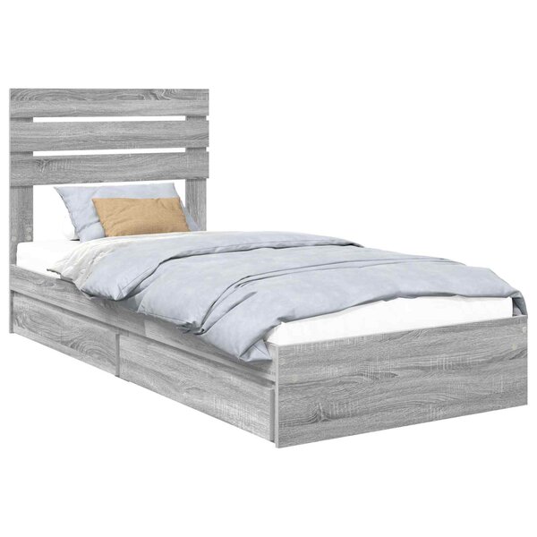 vidaXL Lit de Rangement Gris Sonoma 90 x 190 cm Bois d'ingénierie