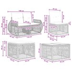 vidaXL Ensemble de canapé de jardin 11 pc Noir et blanc crème