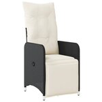 vidaXL Chaise inclinable de jardin avec coussins noir résine tressée