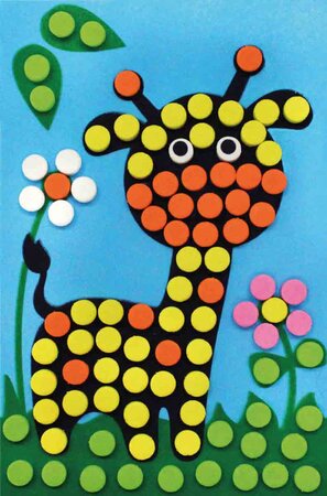 Mosaïque mousse kit girafe 16,5 x 10,5 cm Activités enfant - MegaCrea DIY