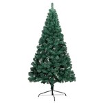 Vidaxl demi-arbre de noël artificiel avec led et boules vert 120 cm