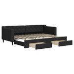 vidaXL Lit de jour avec gigogne et tiroirs sans matelas noir 80x200 cm