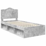 vidaXL Cadre de lit avec tête de lit Gris Béton 75 x 190 cm Pin massif