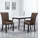 vidaXL Chaises à manger avec accoudoirs lot de 2 marron tissu