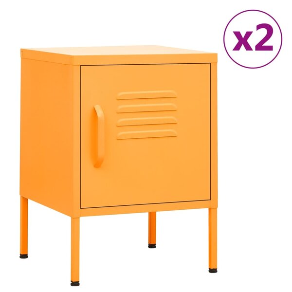 vidaXL Tables de chevet 2 Pièces Jaune moutarde 35x35x51 cm Acier