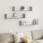 vidaXL Étagères murales 3 Pièces sonoma gris 80x18x18 cm bois ingénierie