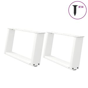 vidaXL Pieds de table basse en U 2 pièces Blanc 70 x (30-31) cm Acier
