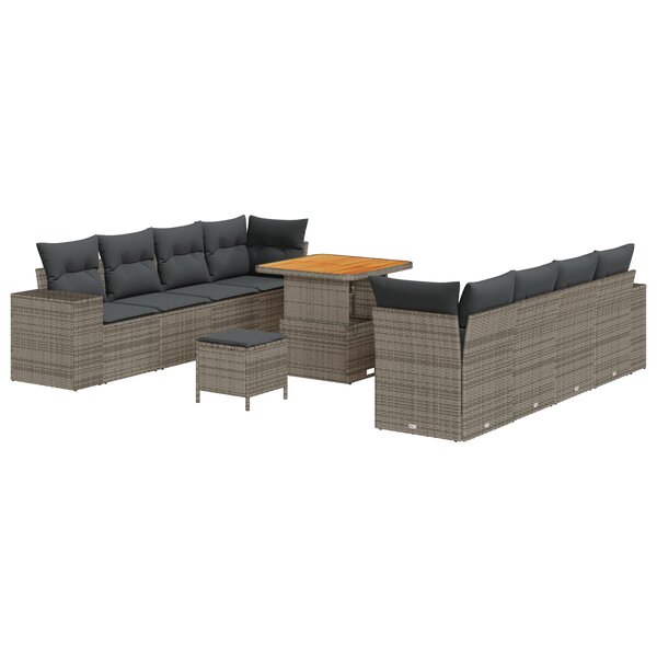 vidaXL Ensemble de canapé de jardin 11 Pièces Gris 80 x 80 x 71 cm