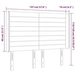 vidaXL Tête de lit à LED Gris foncé 147x16x118/128 cm Velours