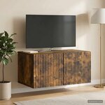 vidaXL Meuble TV mural Chêne fumé 59 5 x 41 x 30 cm Bois d'ingénierie