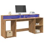 vidaXL Bureau avec lumières LED chêne artisanal bois d'ingénierie