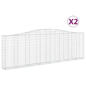 vidaXL Paniers à gabions arqués 2 Pièces 400x30x120/140 cm Fer galvanisé
