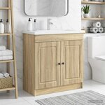 vidaXL Armoire sous évier de salle de bain Chêne Sonoma