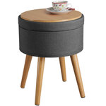Tectake Tabouret avec coffre de rangement YARA aspect lin transformable - gris foncé